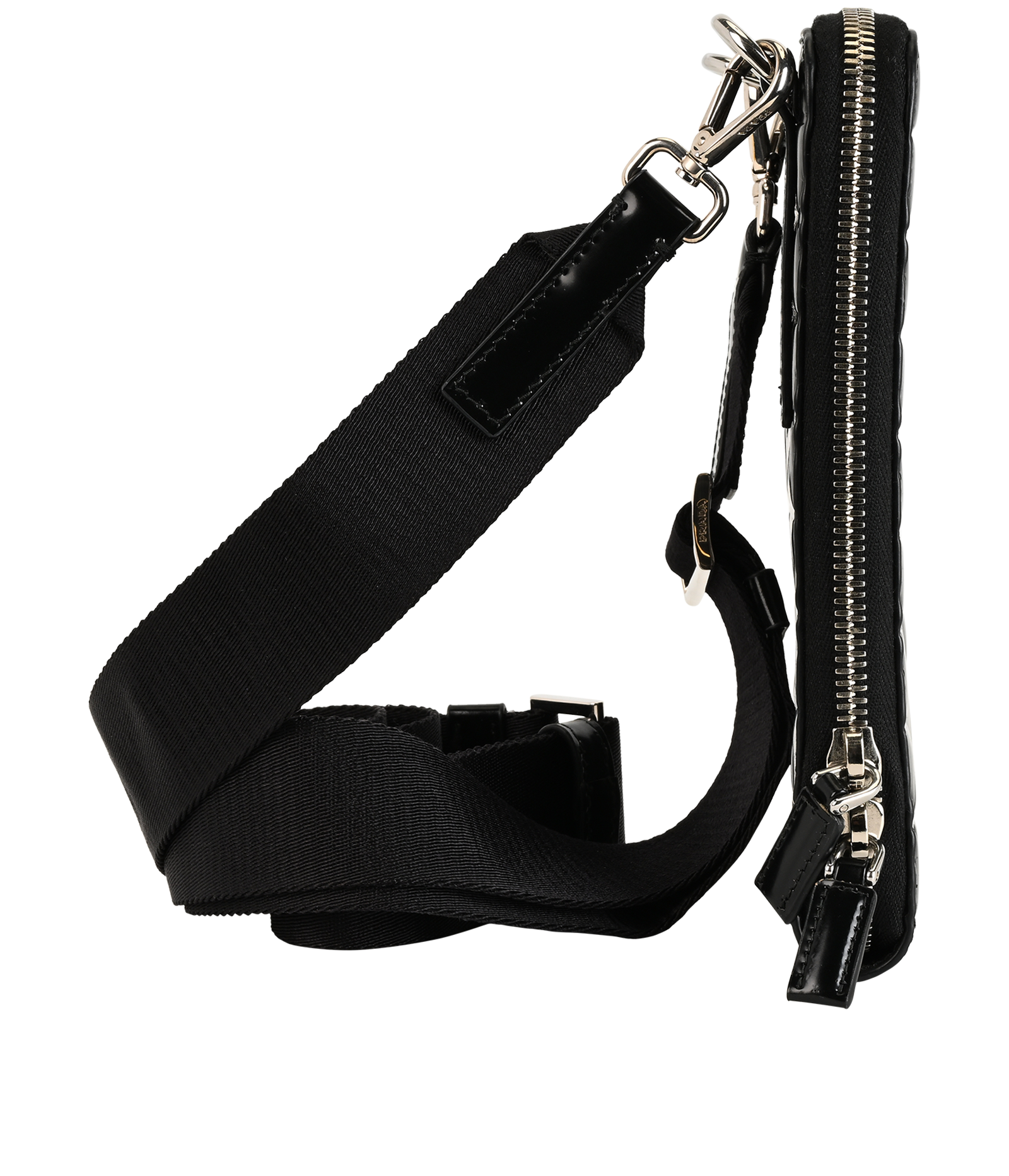 Prada Phone Pouch, &pound;450, Accessories, Black, Patent Leather, Side view